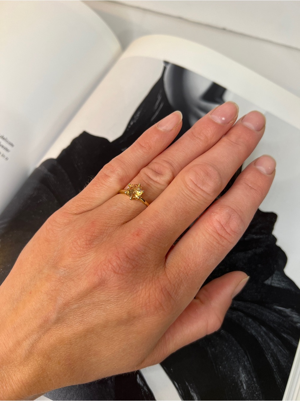 Peach Solitaire Gold Ring